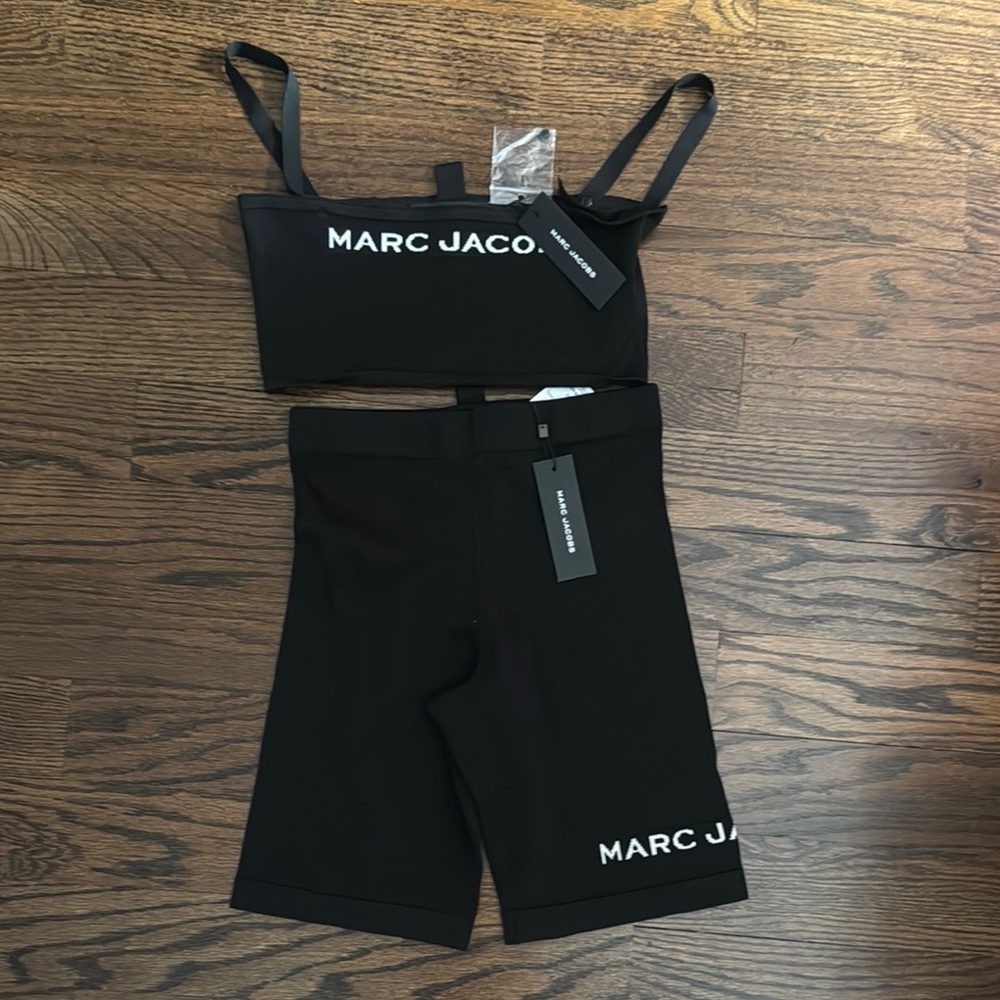 Marc Jacobs Black Crop Top and Shorts Set